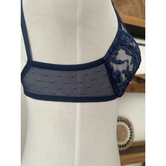 Vintage Delicates Size 34B Navy Blue Lace Bra - Picture 5 of 6
